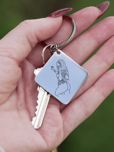 Custom Square Keychain Outlined Photo - Soulmate Customs