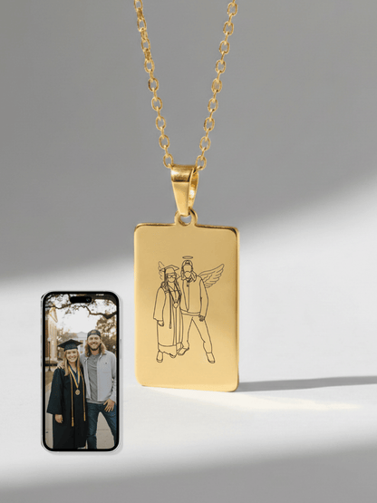 Memorial Custom Engraved Photo Tag Necklace - Soulmate Customs