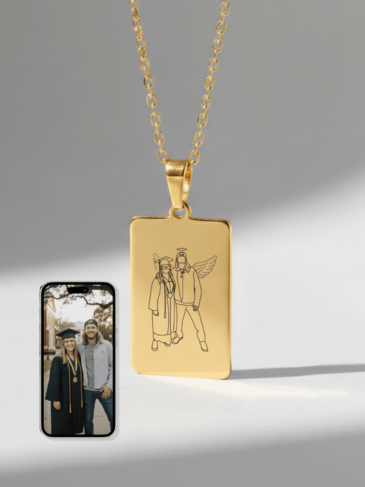 Memorial Custom Engraved Photo Tag Necklace - Soulmate Customs
