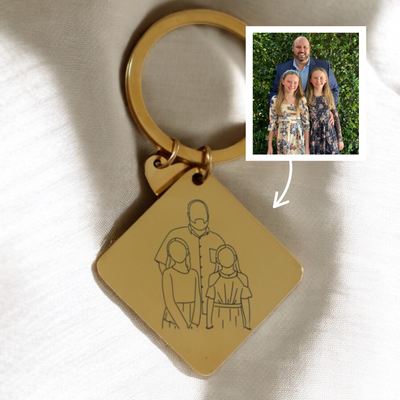 Outlined Father's Day Square Keychain