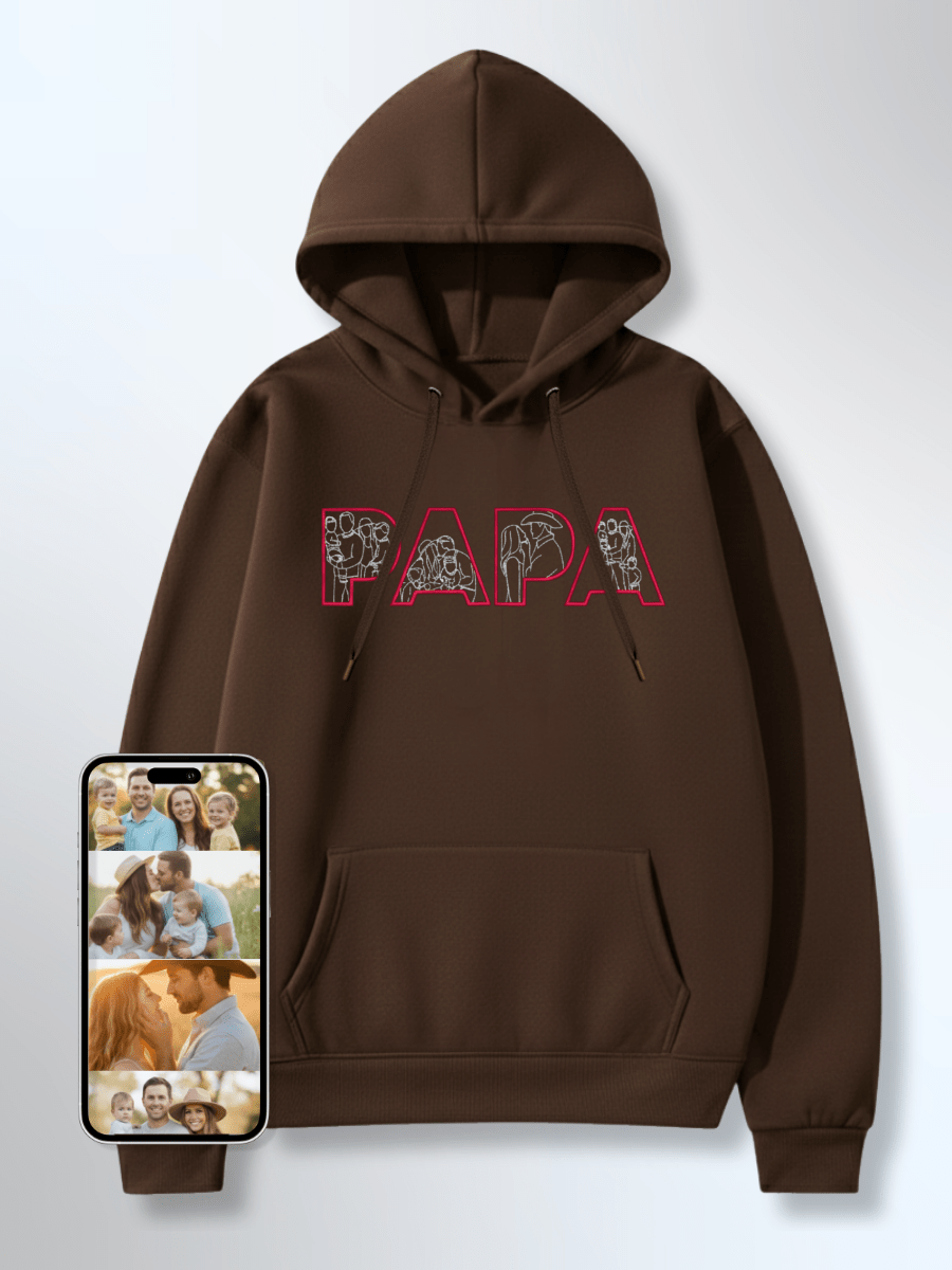 Papa Custom Embroidered Photo Hoodie - Soulmate Customs