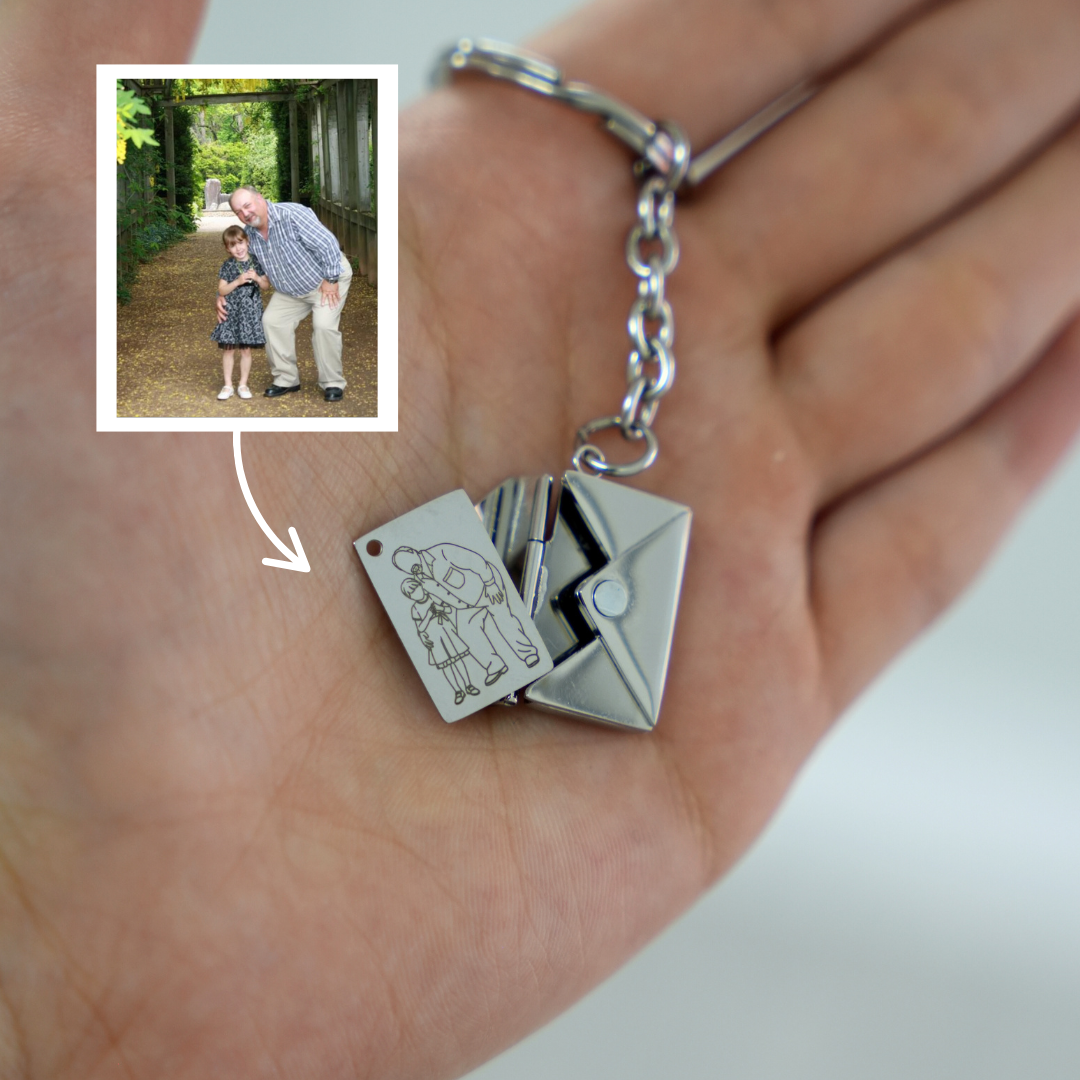 Father's Day Custom Engraved Secret Letter Keychain