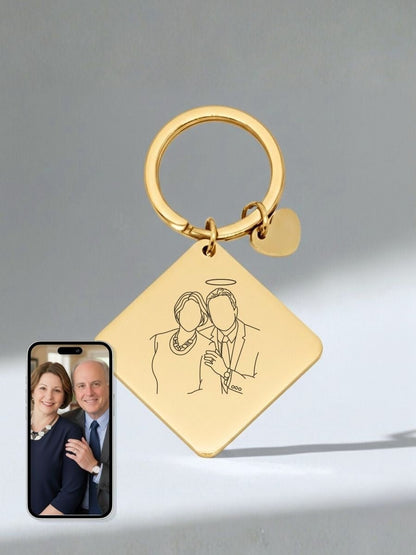 Memorial Custom Engraved Photo Keychain - Soulmate Customs