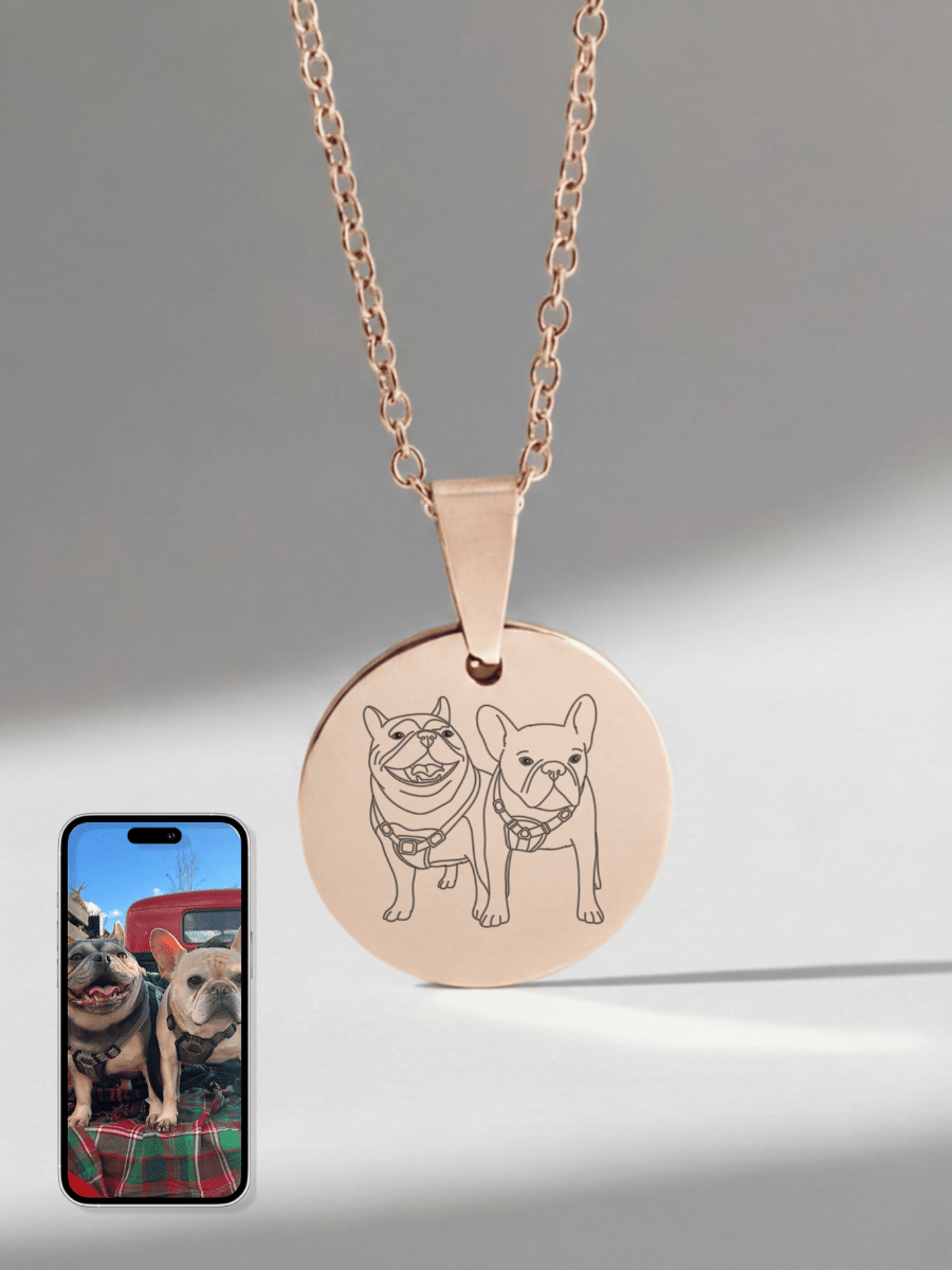 Pet Photo Engraved Circle Necklace - Soulmate Customs
