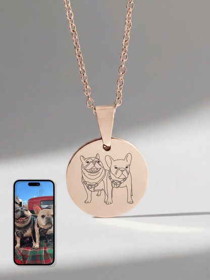 Pet Photo Engraved Circle Necklace - Soulmate Customs
