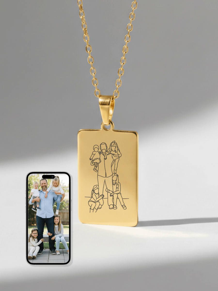 Dad Custom Engraved Photo Tag Necklace - Soulmate Customs