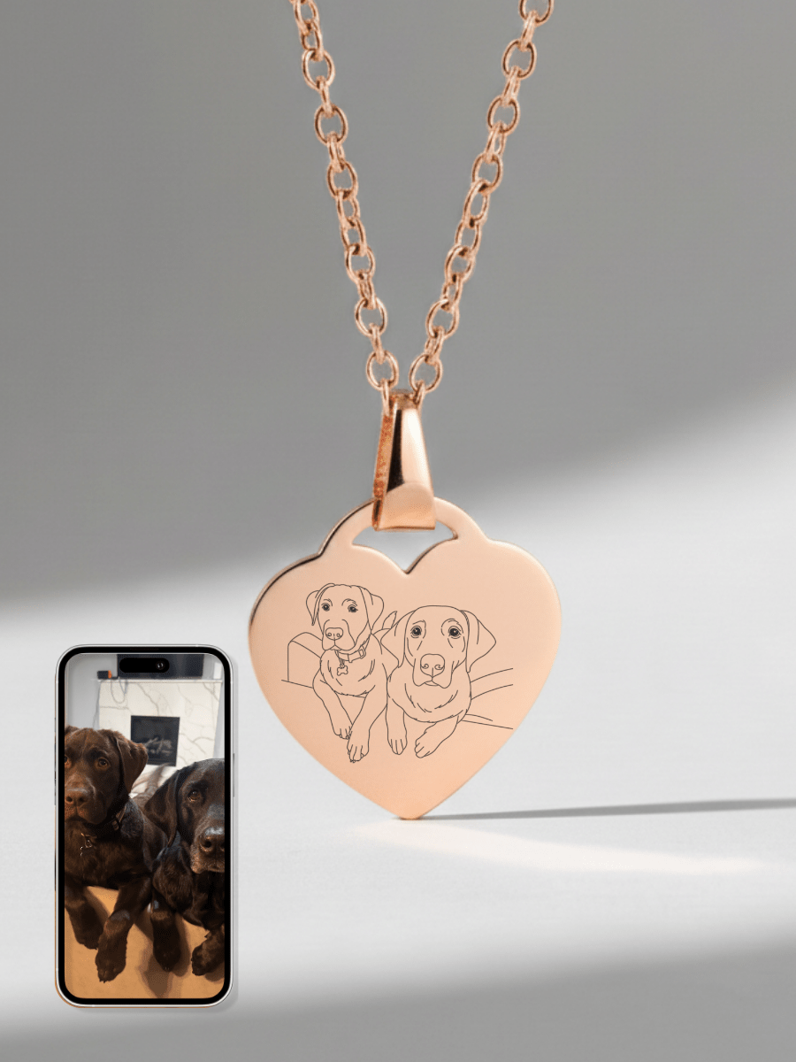 Pet Photo Engraved Heart Necklace - Soulmate Customs