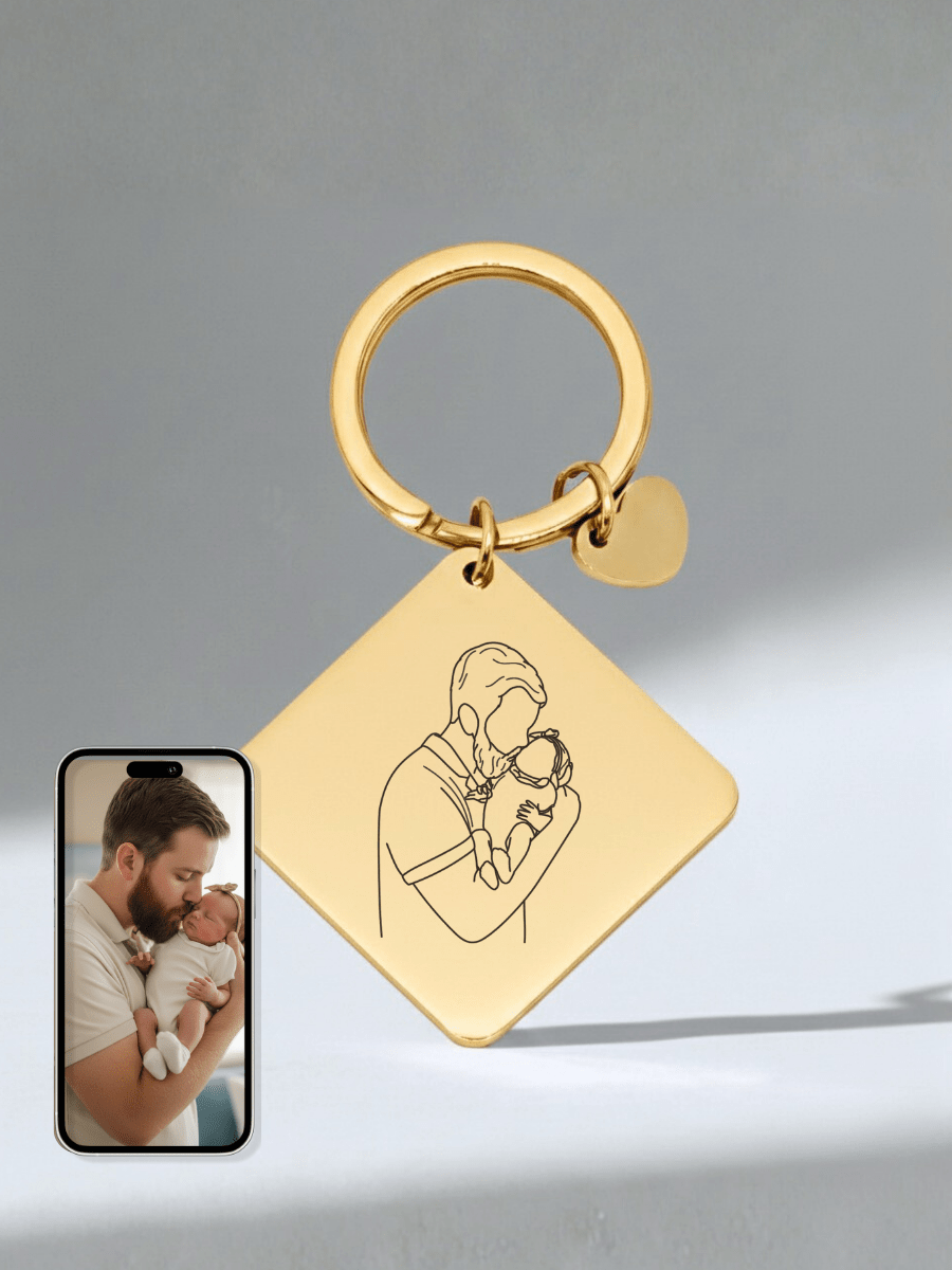Dad Custom Engraved Photo Keychain - Soulmate Customs