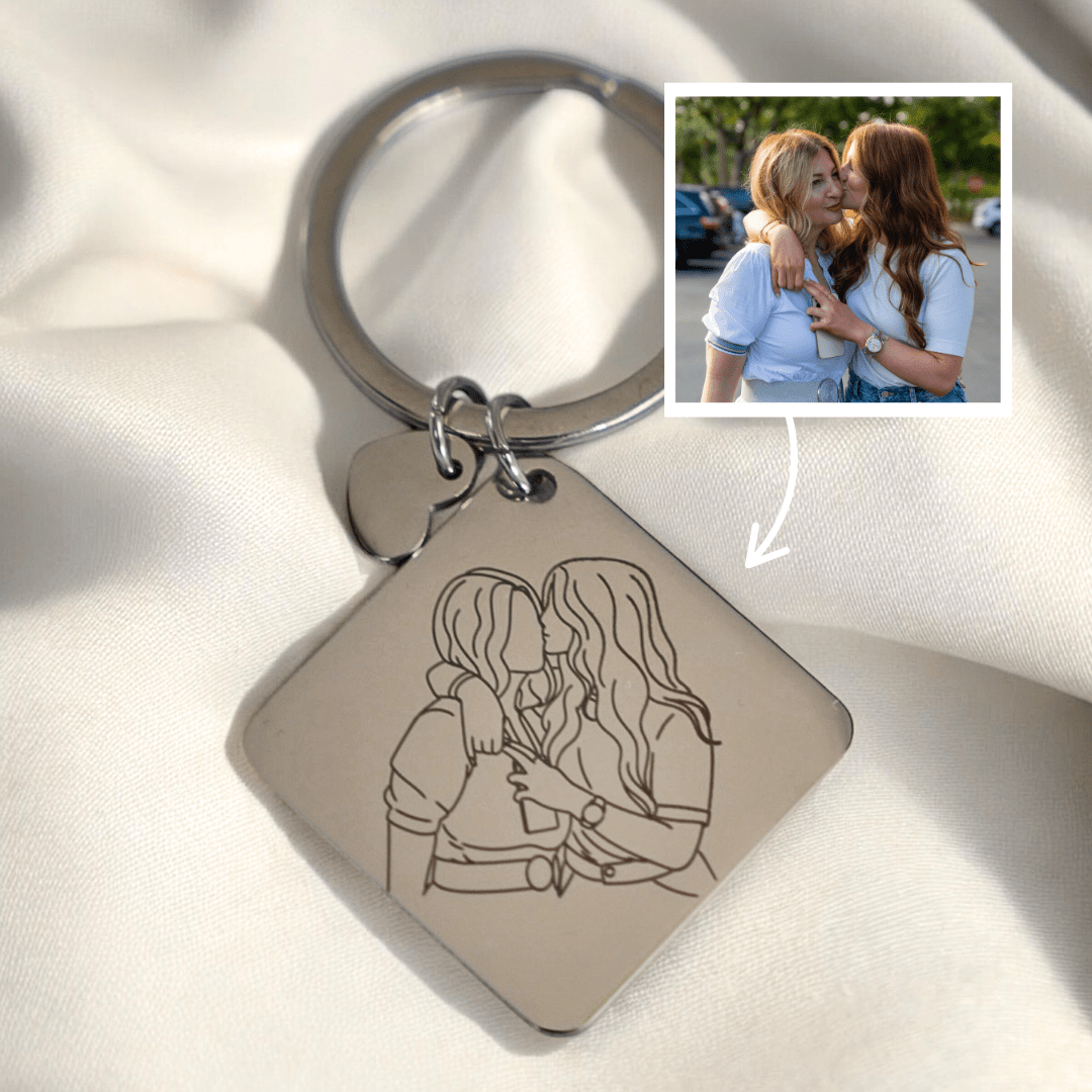 Outlined Mother's Day Square Keychain - Soulmate Customs