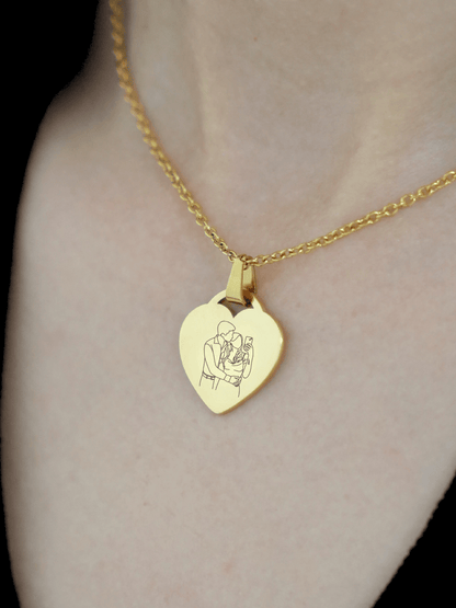Custom Heart Necklace Photo Outline - Soulmate Customs