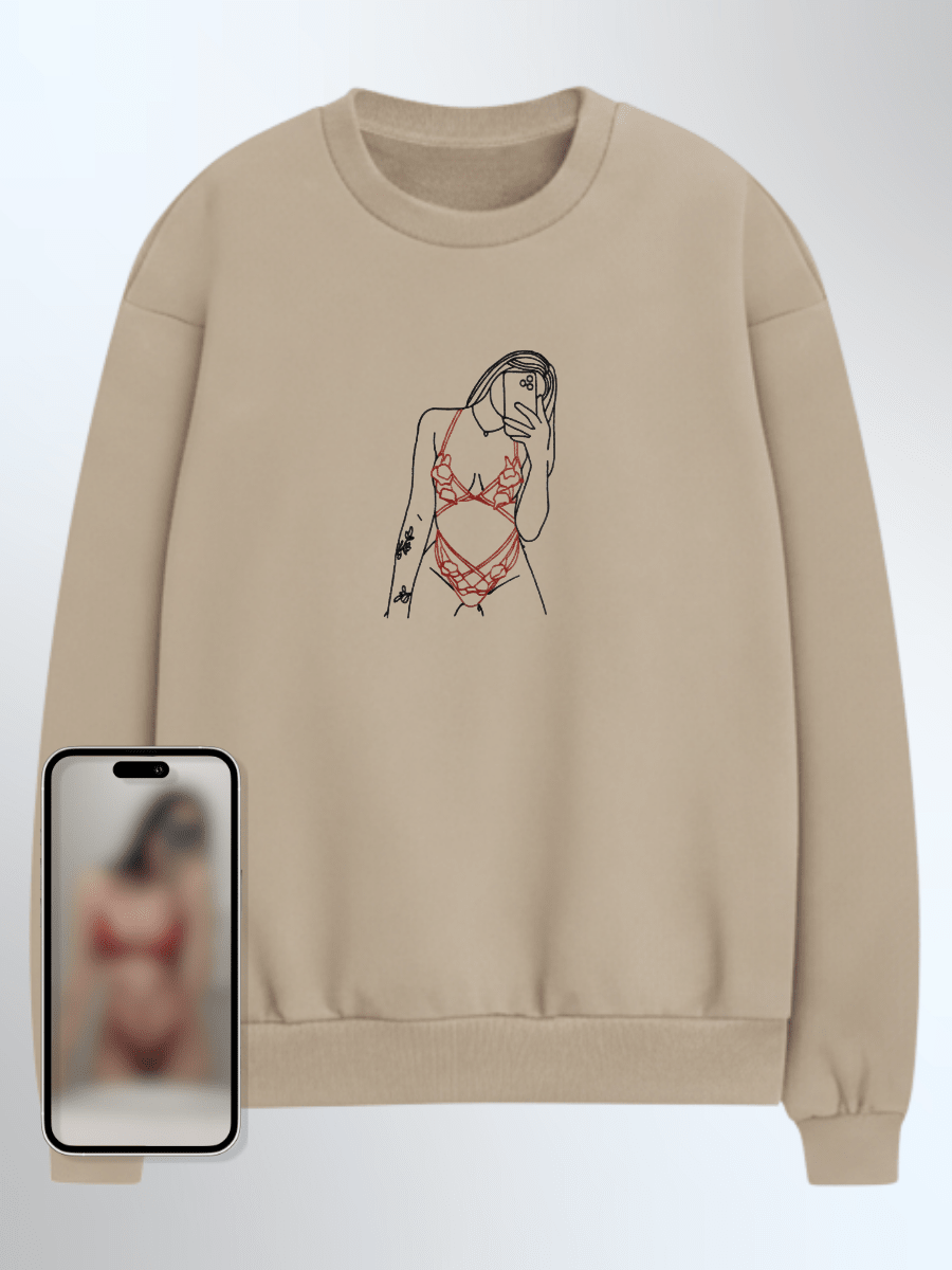 Spicy Custom Embroidered Photo Sweatshirt - Soulmate Customs