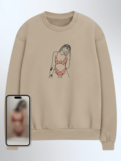 Spicy Custom Embroidered Photo Sweatshirt - Soulmate Customs