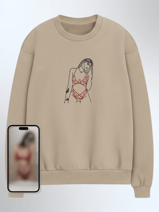 Spicy Custom Embroidered Photo Sweatshirt - Soulmate Customs