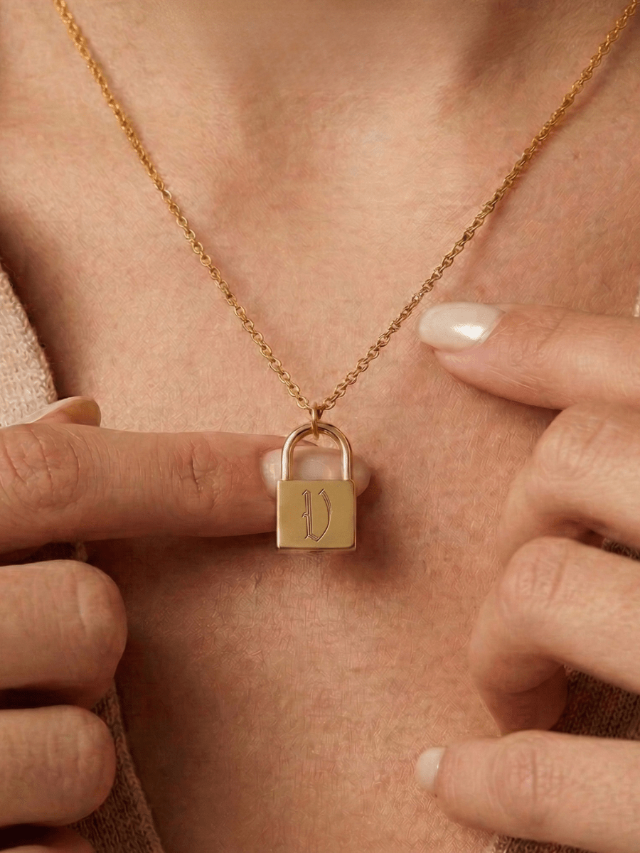 Initial Engraved Padlock Necklace - Soulmate Customs