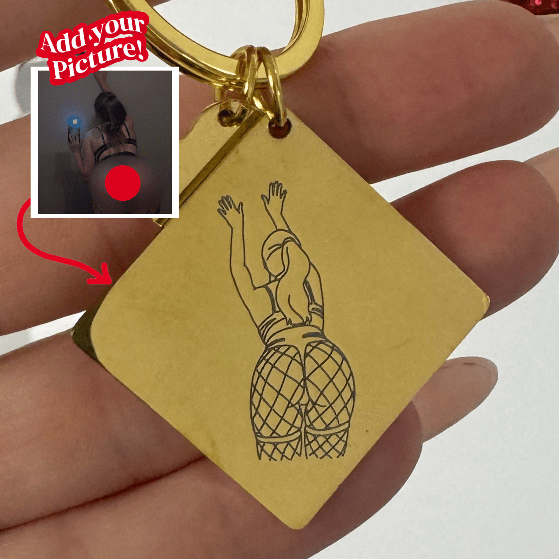 Custom Soulmate© Spicy Square Keychain Outlined Photo - Soulmate Customs