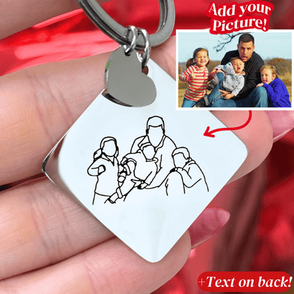 Outlined Father's Day Square Keychain - Soulmate Customs