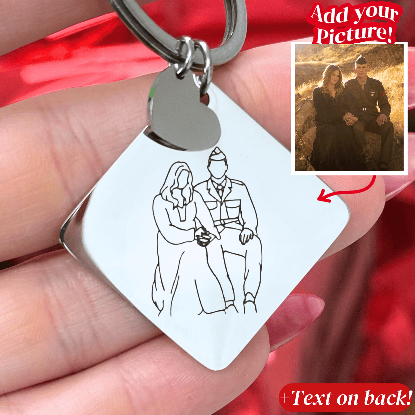 Outlined Father's Day Square Keychain - Soulmate Customs