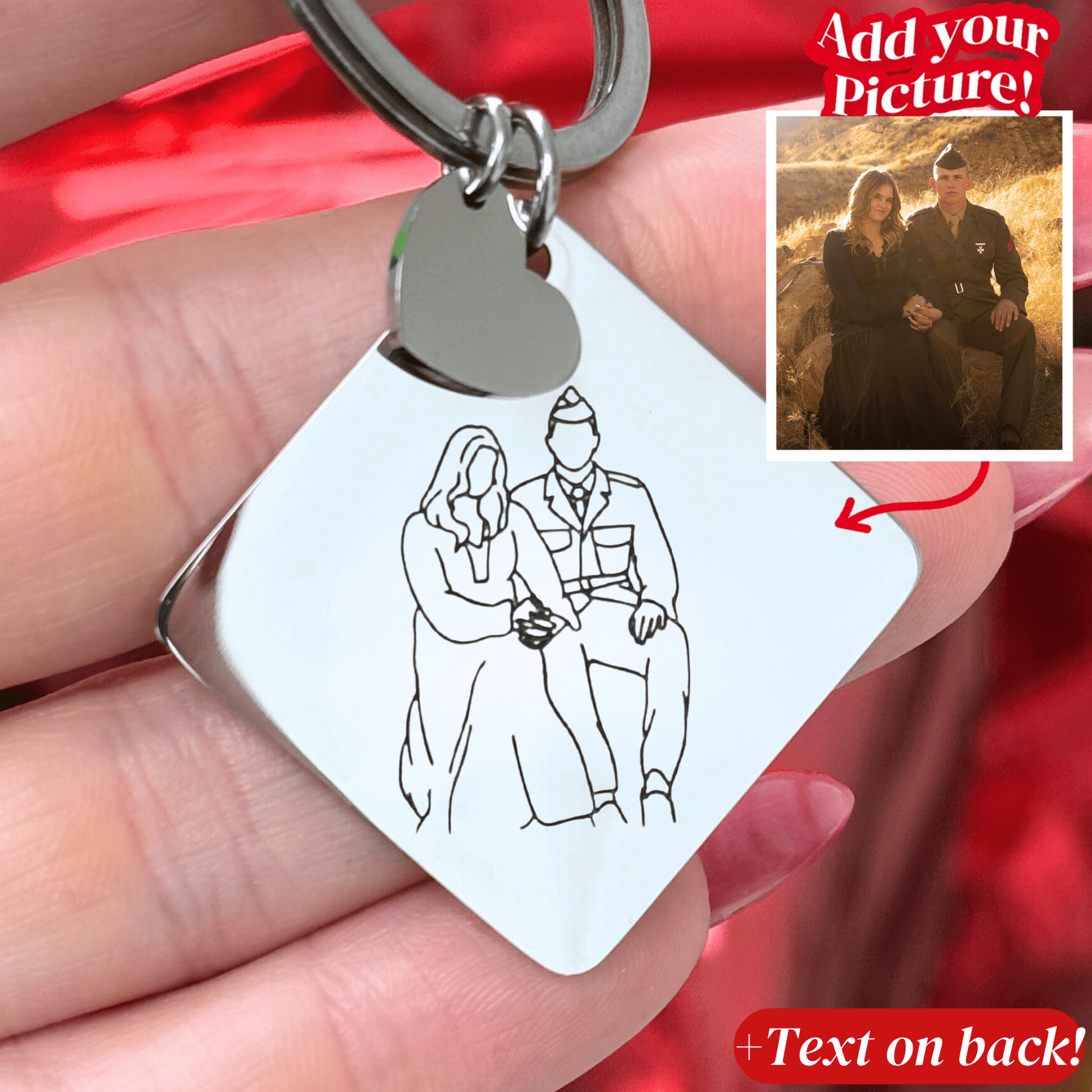 Outlined Father's Day Square Keychain - Soulmate Customs