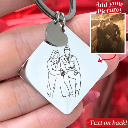 Outlined Father's Day Square Keychain - Soulmate Customs