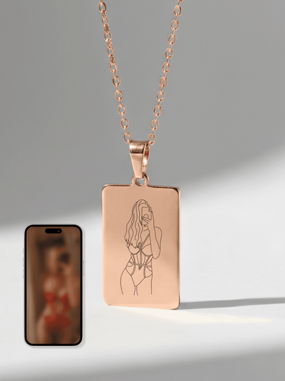 Spicy Custom Engraved Photo Tag Necklace - Soulmate Customs