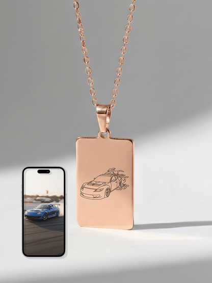 Automobile Custom Engraved Photo Tag Necklace - Soulmate Customs