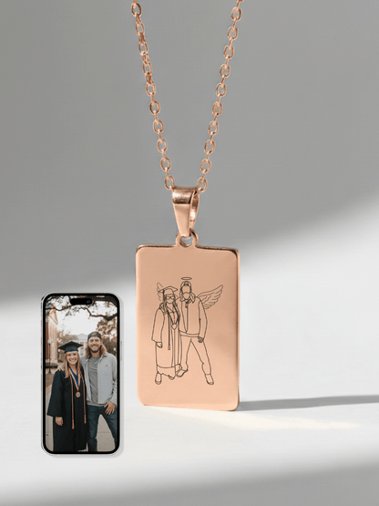 Memorial Custom Engraved Photo Tag Necklace - Soulmate Customs