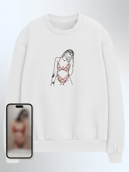 Spicy Custom Embroidered Photo Sweatshirt - Soulmate Customs