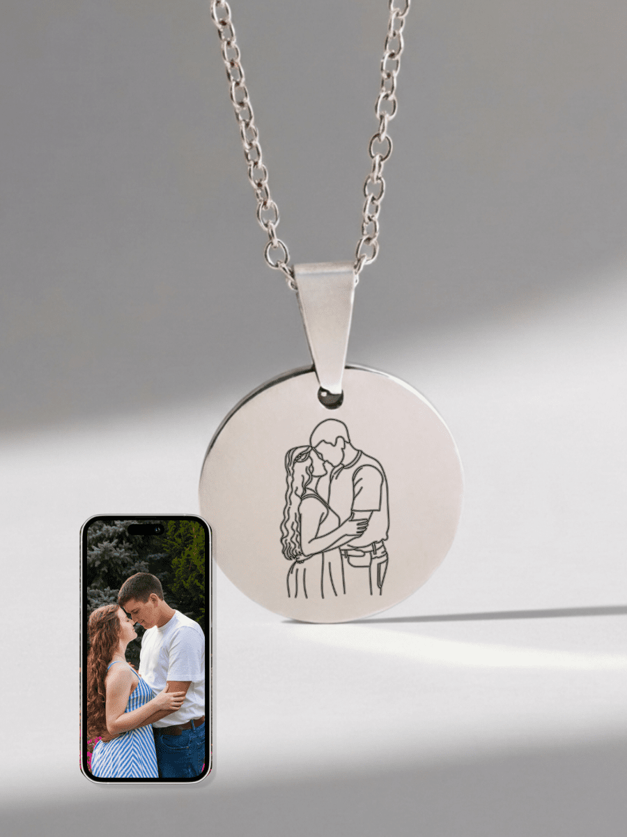 Soulmate Custom Engraved Photo Circle Necklace - Soulmate Customs