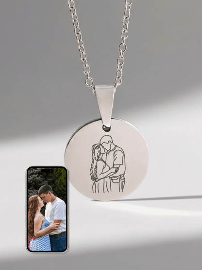Soulmate Custom Engraved Photo Circle Necklace - Soulmate Customs