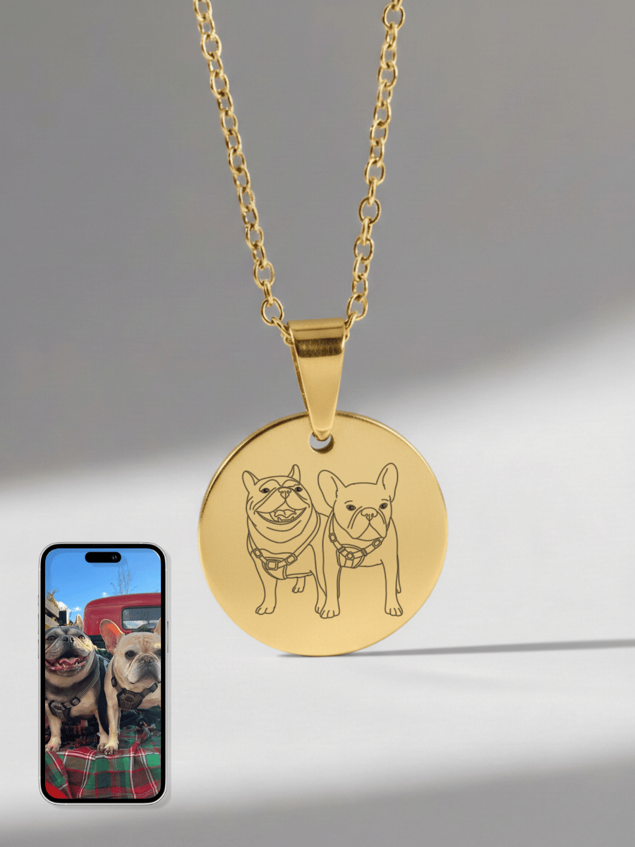 Pet Photo Engraved Circle Necklace - Soulmate Customs