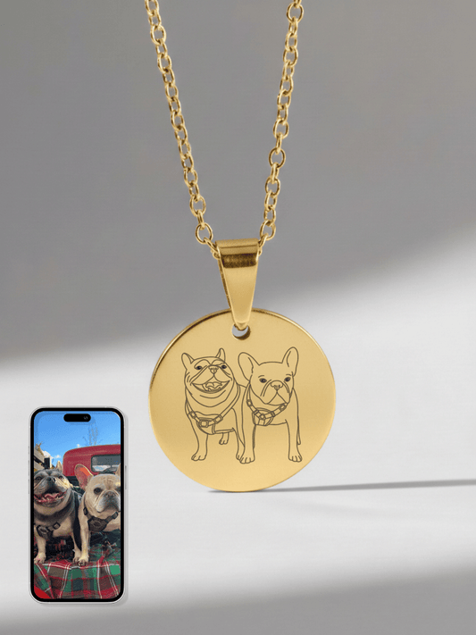Pet Photo Engraved Circle Necklace - Soulmate Customs