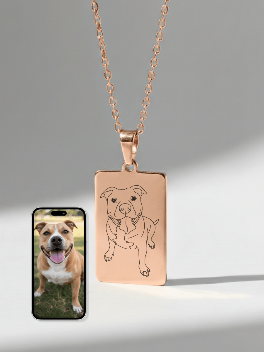 Pet Photo Engraved Tag Necklace - Soulmate Customs