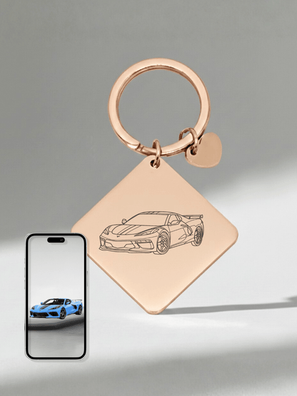 Automobile Custom Engraved Photo Keychain - Soulmate Customs