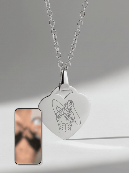 Spicy Custom Engraved Photo Heart Necklace - Soulmate Customs