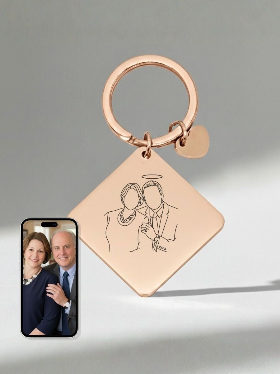 Memorial Custom Engraved Photo Keychain - Soulmate Customs