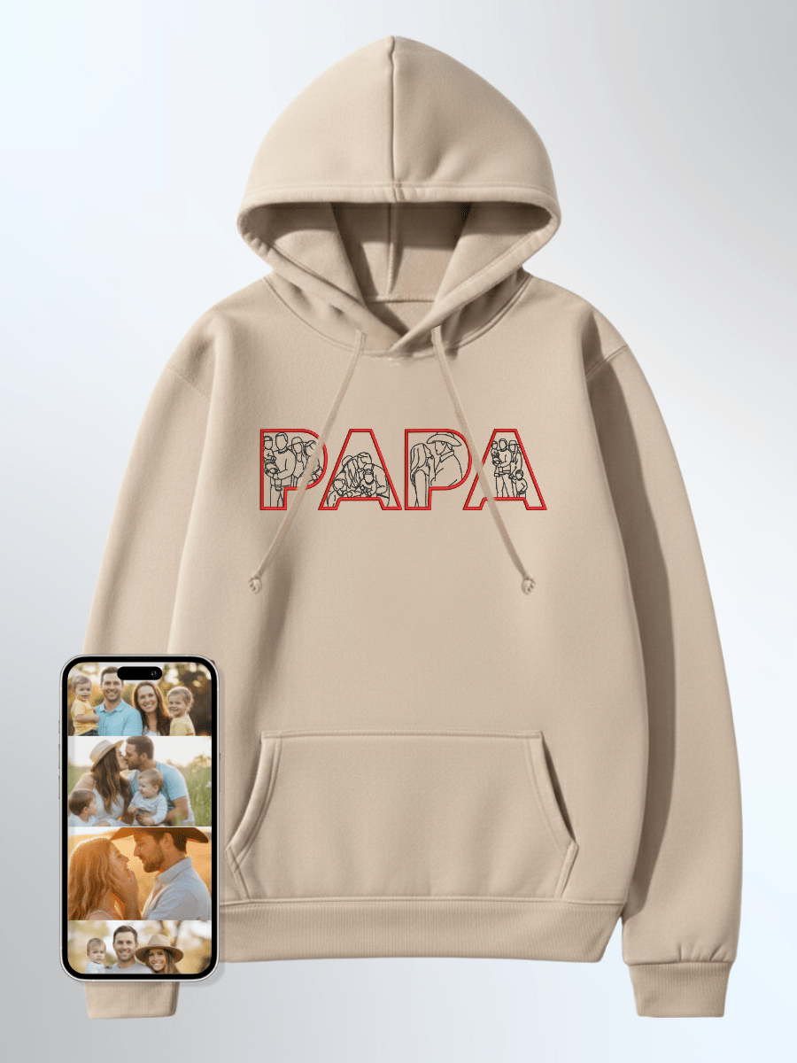 Papa Custom Embroidered Photo Hoodie - Soulmate Customs
