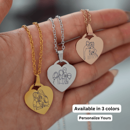 Outlined Mother's Day Heart Necklace - Soulmate Customs