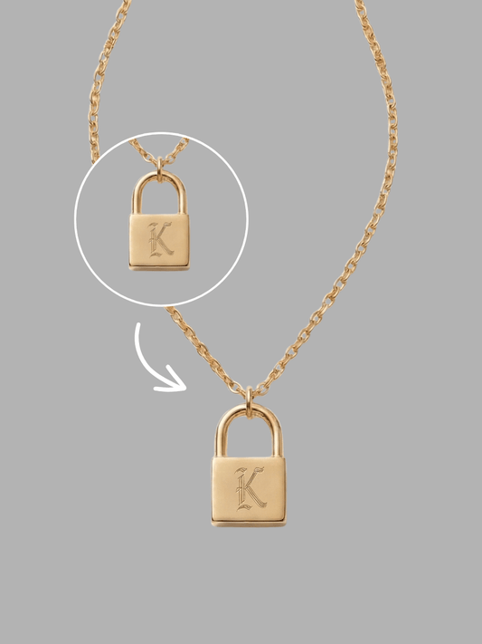 Initial Engraved Padlock Necklace - Soulmate Customs