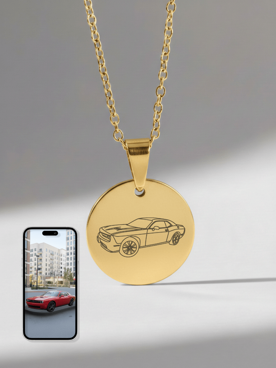 Automobile Custom Engraved Photo Circle Necklace - Soulmate Customs