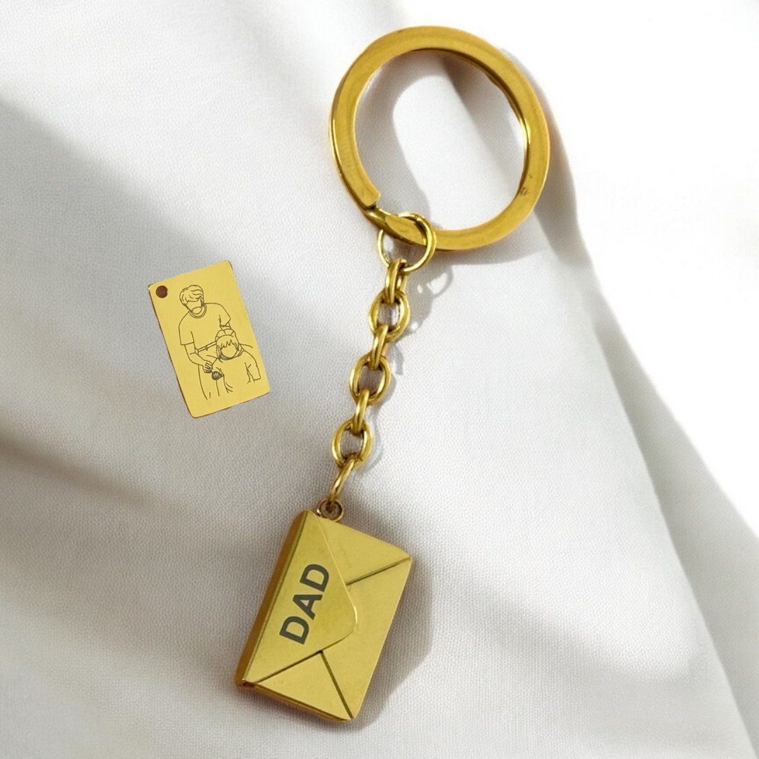 Father's Day Custom Engraved Secret Letter Keychain
