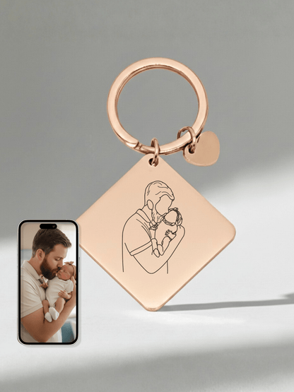 Dad Custom Engraved Photo Keychain - Soulmate Customs