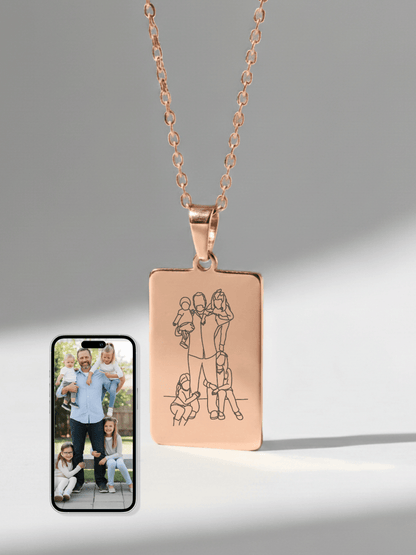Dad Custom Engraved Photo Tag Necklace - Soulmate Customs