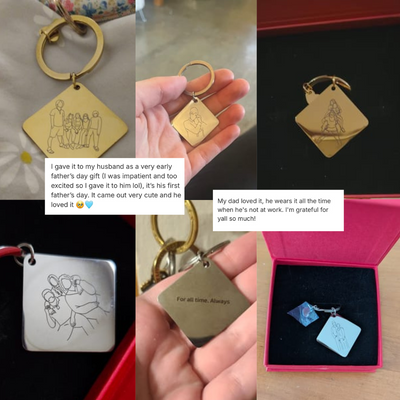Outlined Father's Day Square Keychain