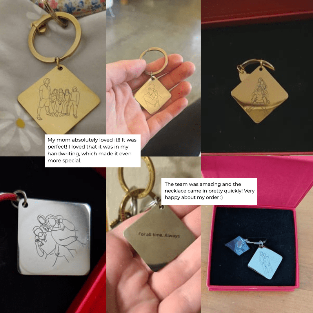 Outlined Mother's Day Square Keychain - Soulmate Customs