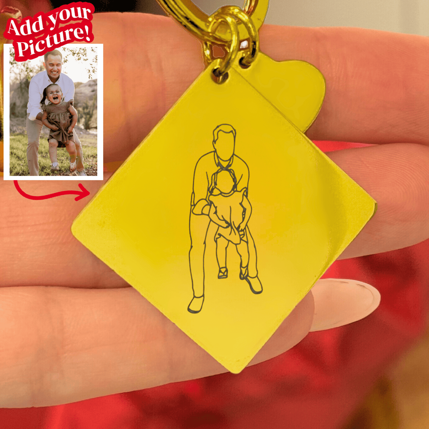 Outlined Father's Day Square Keychain - Soulmate Customs