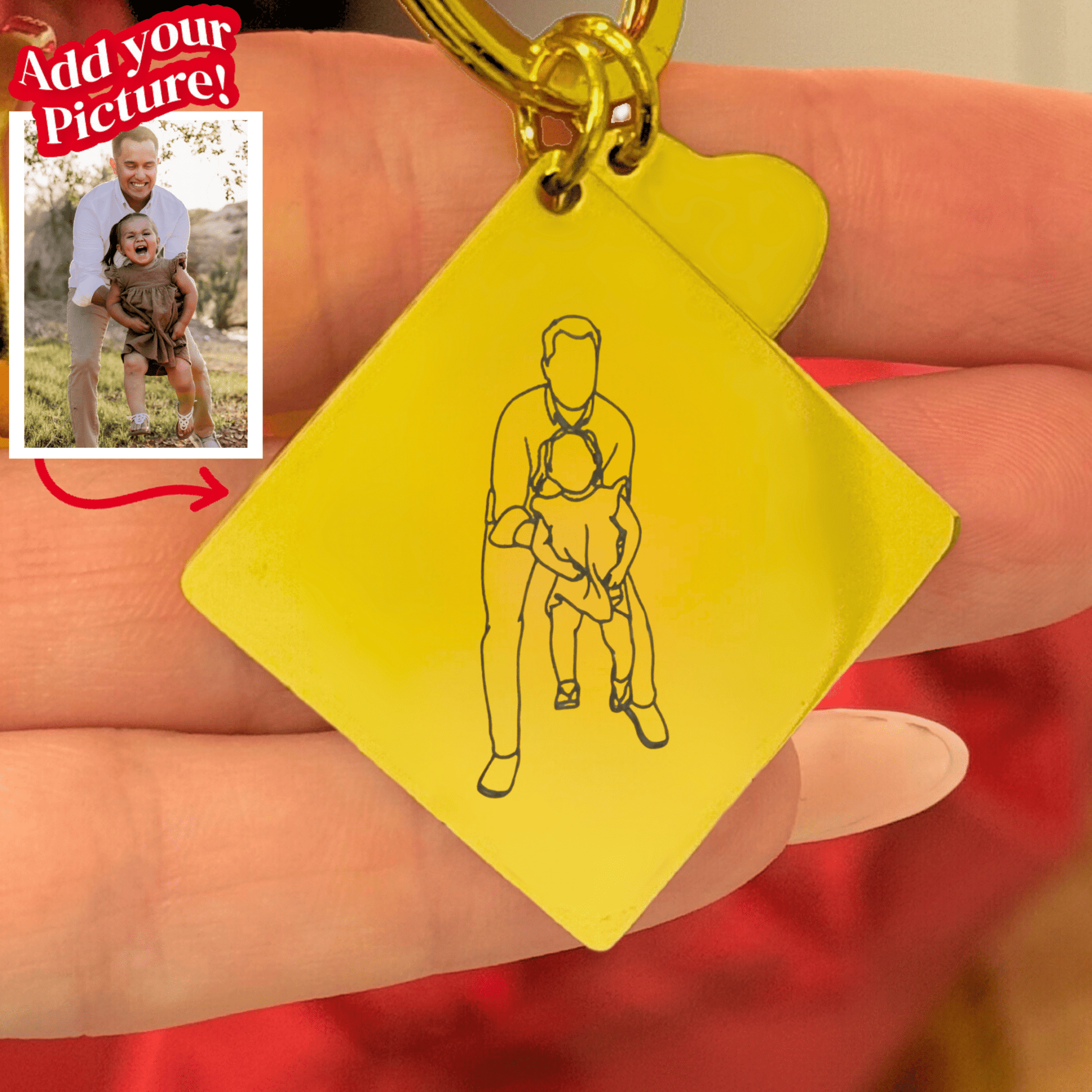 Outlined Father's Day Square Keychain - Soulmate Customs