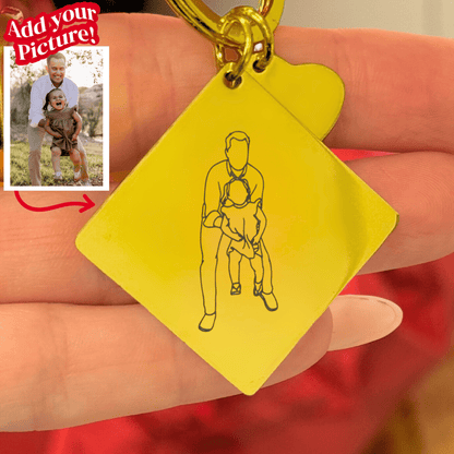 Outlined Father's Day Square Keychain - Soulmate Customs