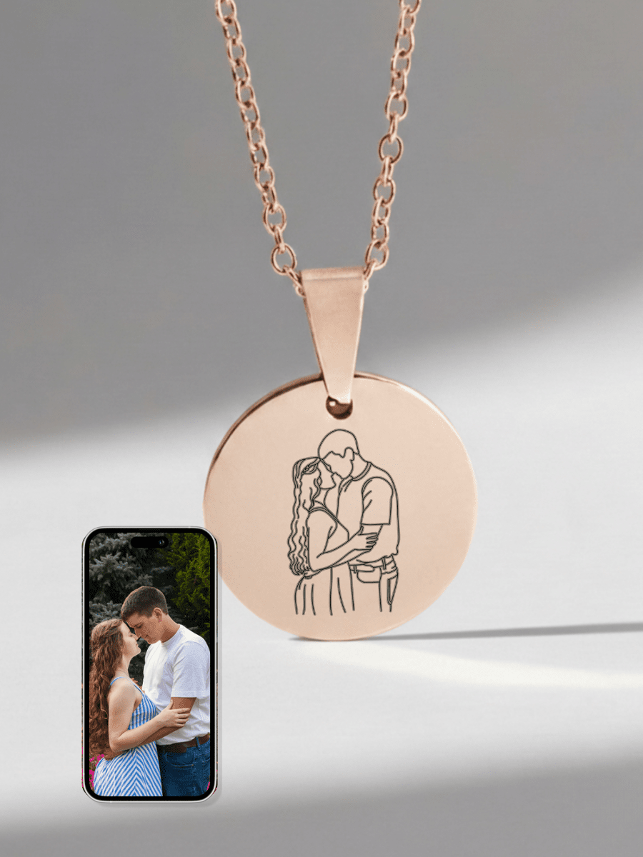 Soulmate Custom Engraved Photo Circle Necklace - Soulmate Customs
