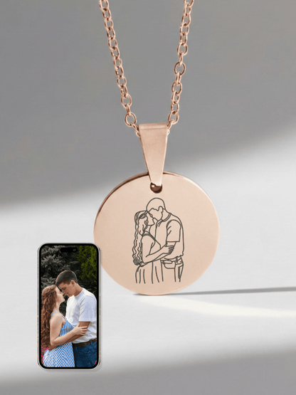 Soulmate Custom Engraved Photo Circle Necklace - Soulmate Customs