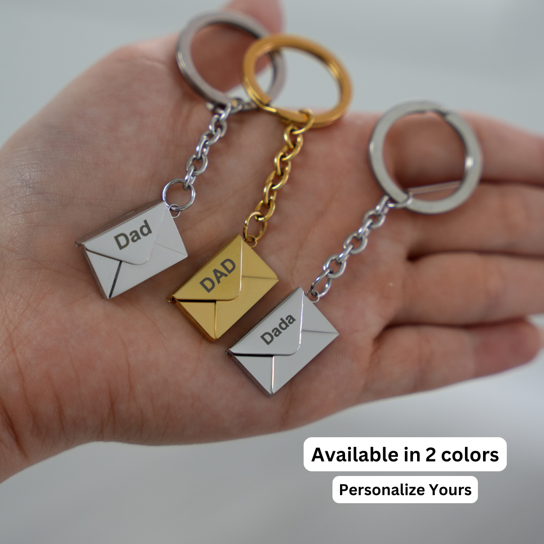 Father's Day Custom Engraved Secret Letter Keychain